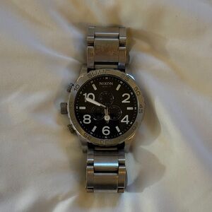 Nixon 51-30 Chrono Silver Black Dial 51mm Chronograph Watch 300M Japan Movement